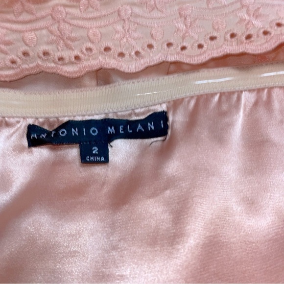 Antonio Melani Peach Square Neck Dress Size 2 Silk Cotton Midi Formal Lined - Picture 8 of 9